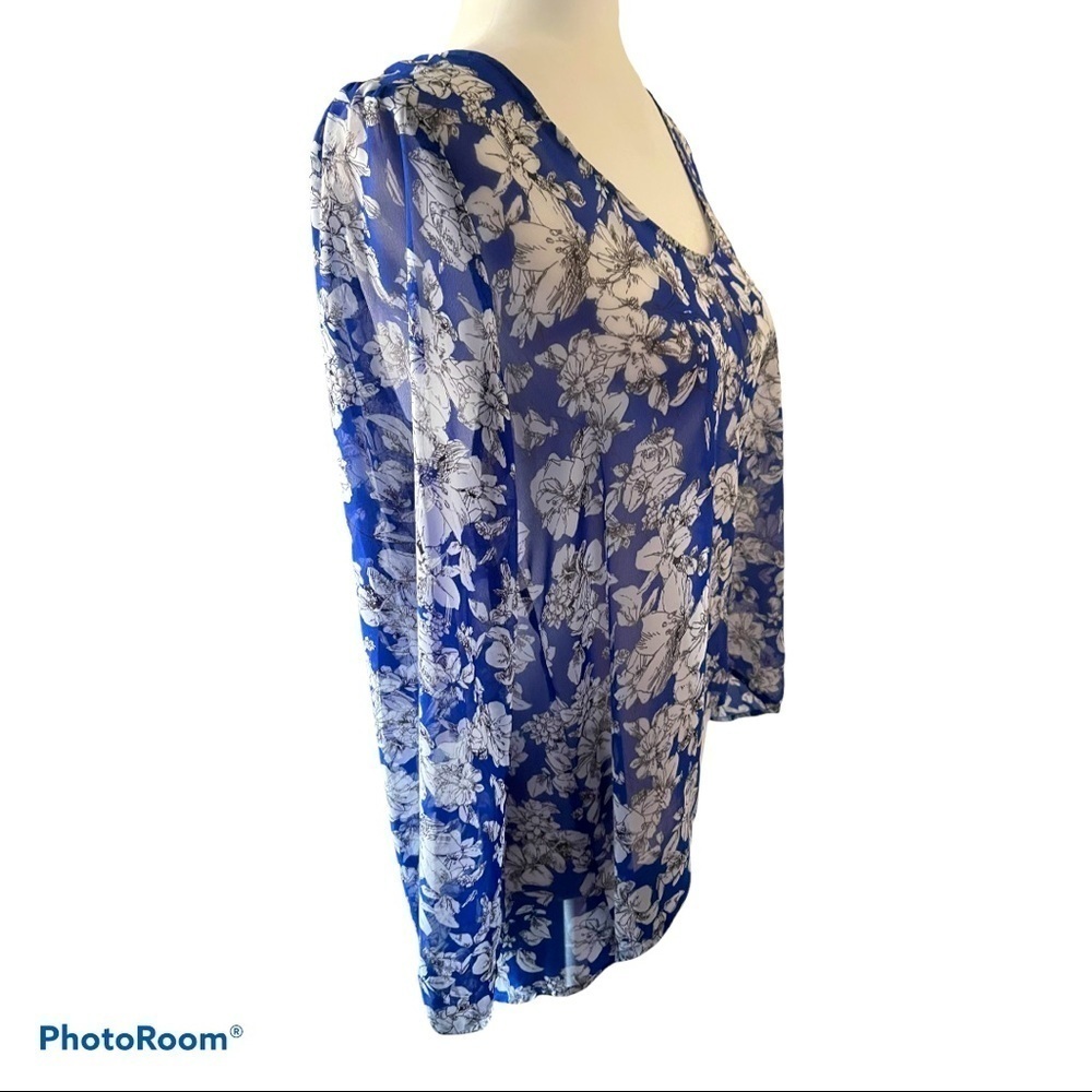 Philosophy sheer floral high low blouse M - Picture 2 of 4